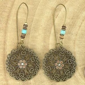 Round Medallion Turquoise Colored Earrings